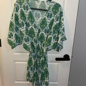 Green and White Patterned Dress